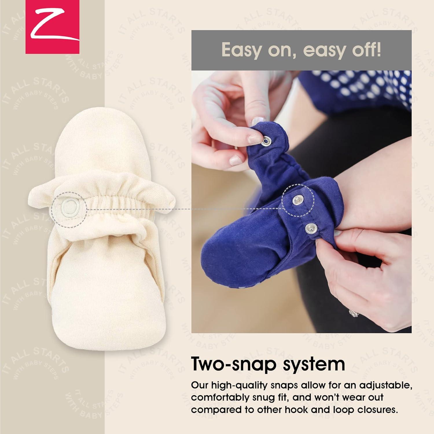 imageZutano Unisex Organic Cotton Baby Booties StayOn and NonSlip Newborn to ToddlerCream
