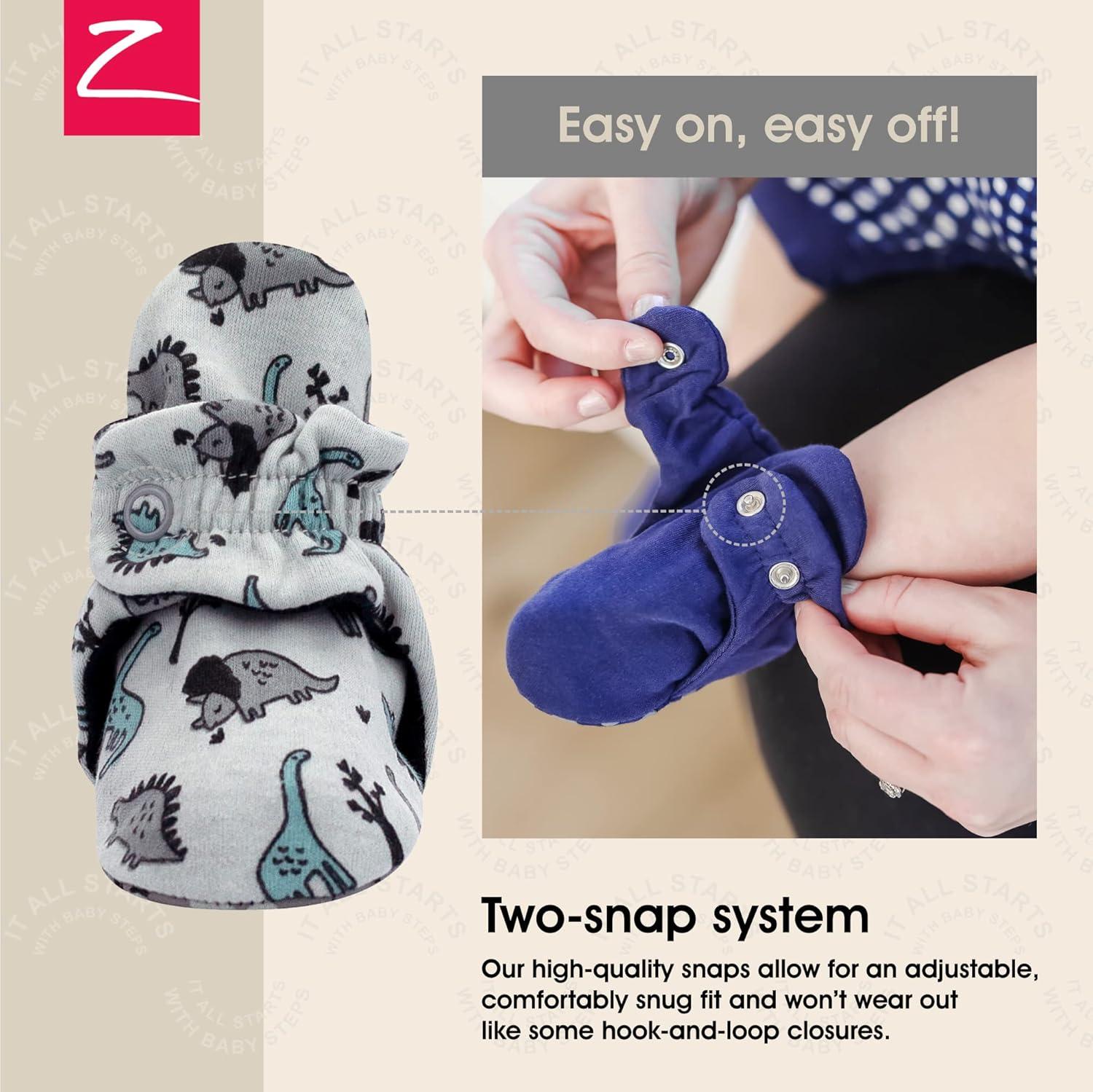 imageZutano Unisex Organic Cotton Baby Booties StayOn and NonSlip Newborn to ToddlerDino Park