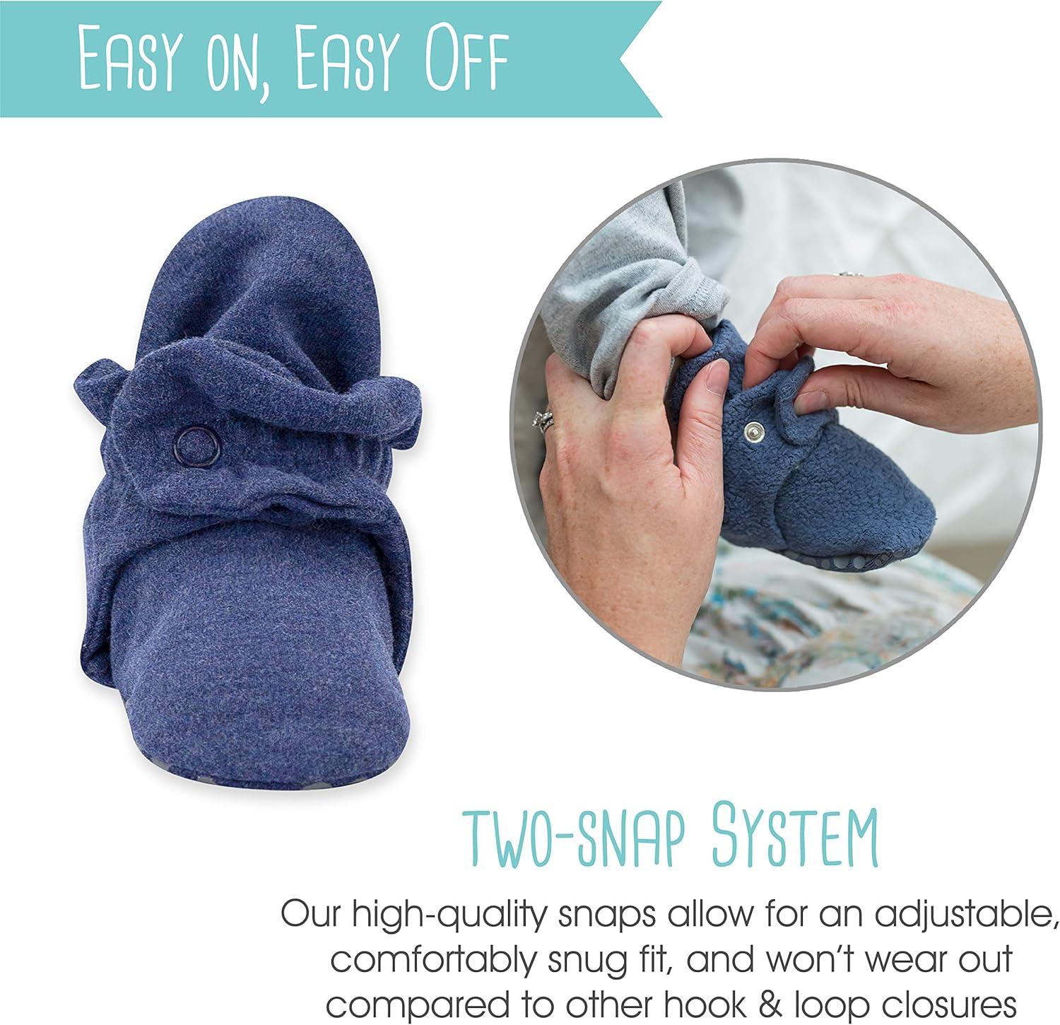 imageZutano Unisex Organic Cotton Baby Booties StayOn and NonSlip Newborn to ToddlerHeather Navy