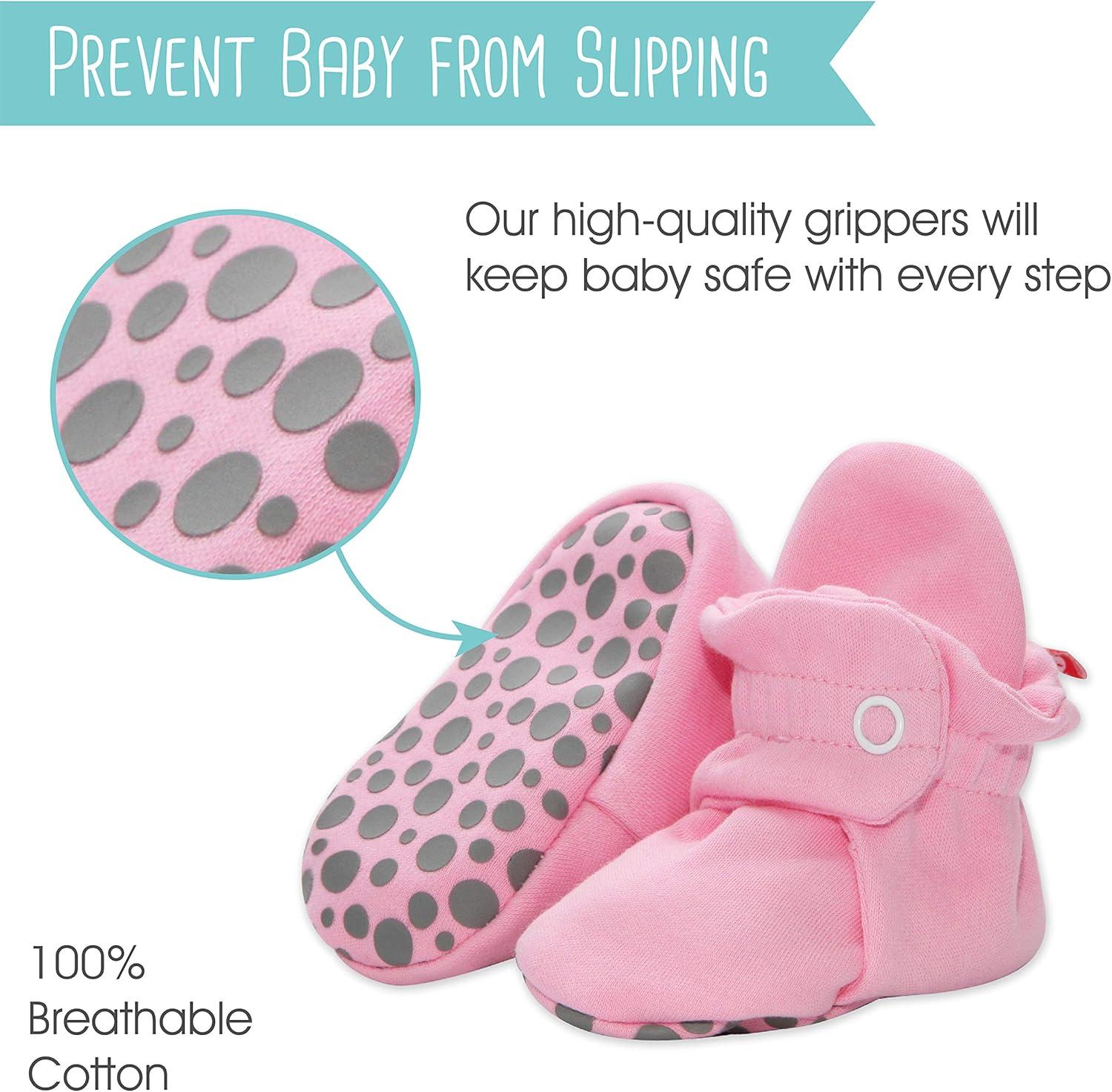 imageZutano Unisex Organic Cotton Baby Booties StayOn and NonSlip Newborn to ToddlerHot Pink