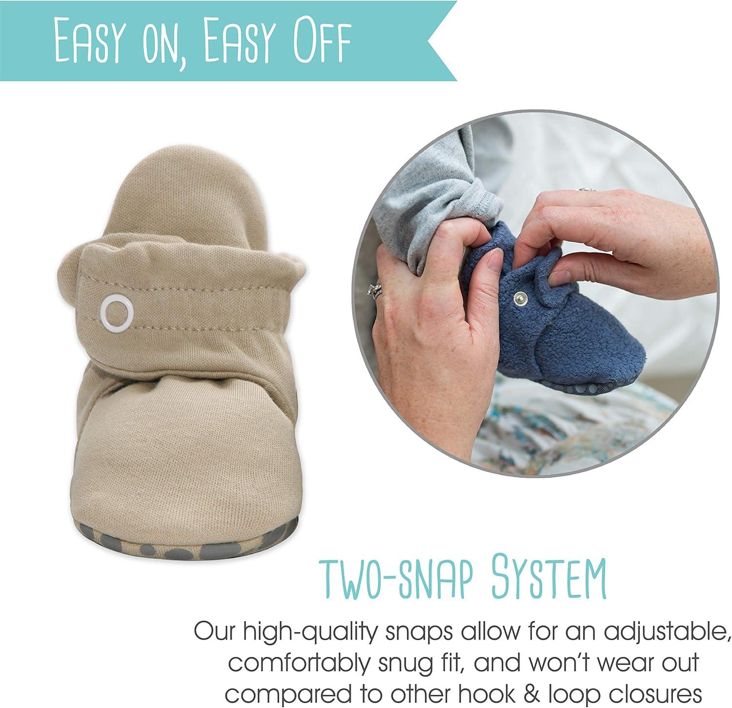 imageZutano Unisex Organic Cotton Baby Booties StayOn and NonSlip Newborn to ToddlerKhaki