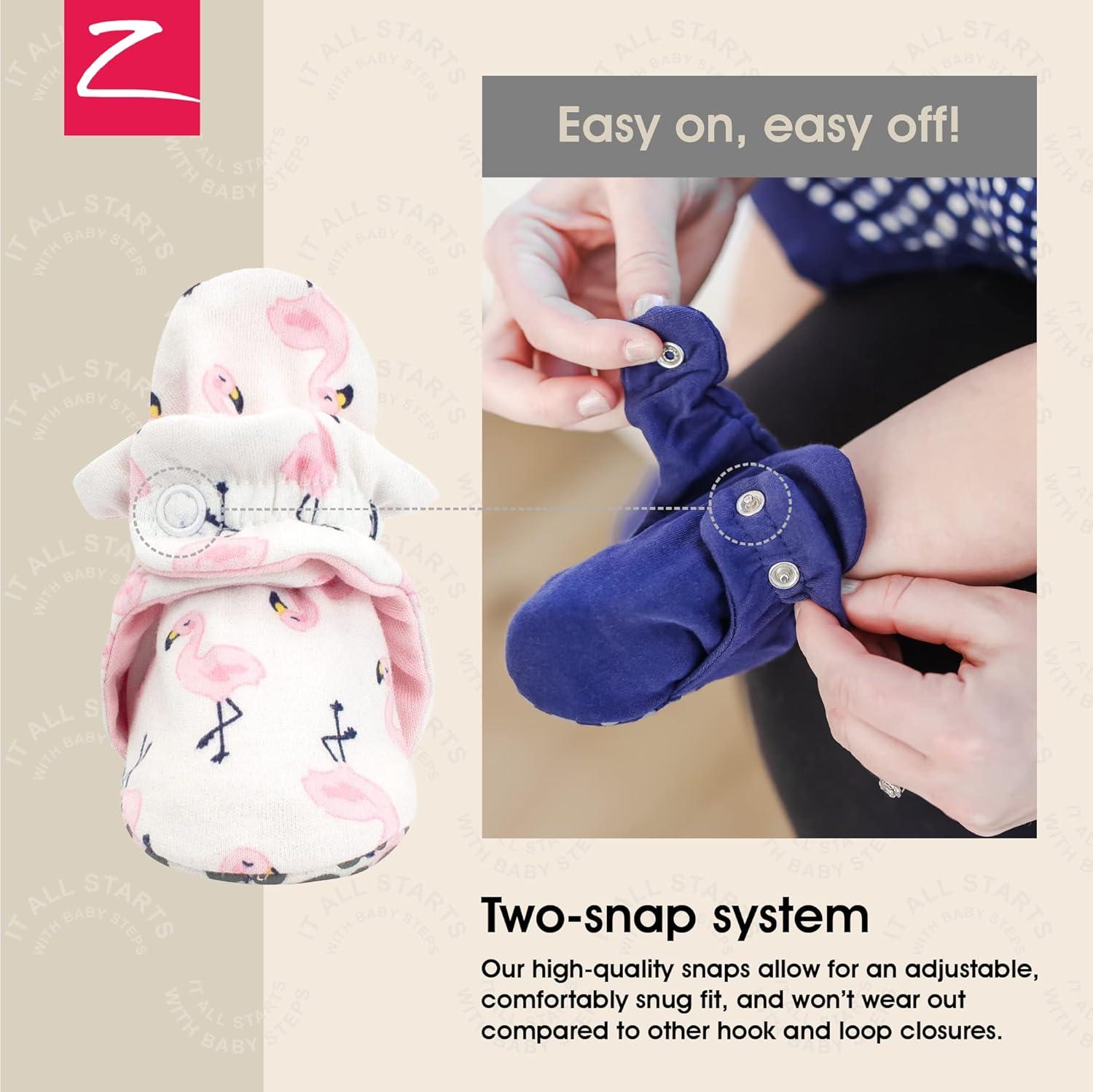 imageZutano Unisex Organic Cotton Baby Booties StayOn and NonSlip Newborn to ToddlerPink Flamingo