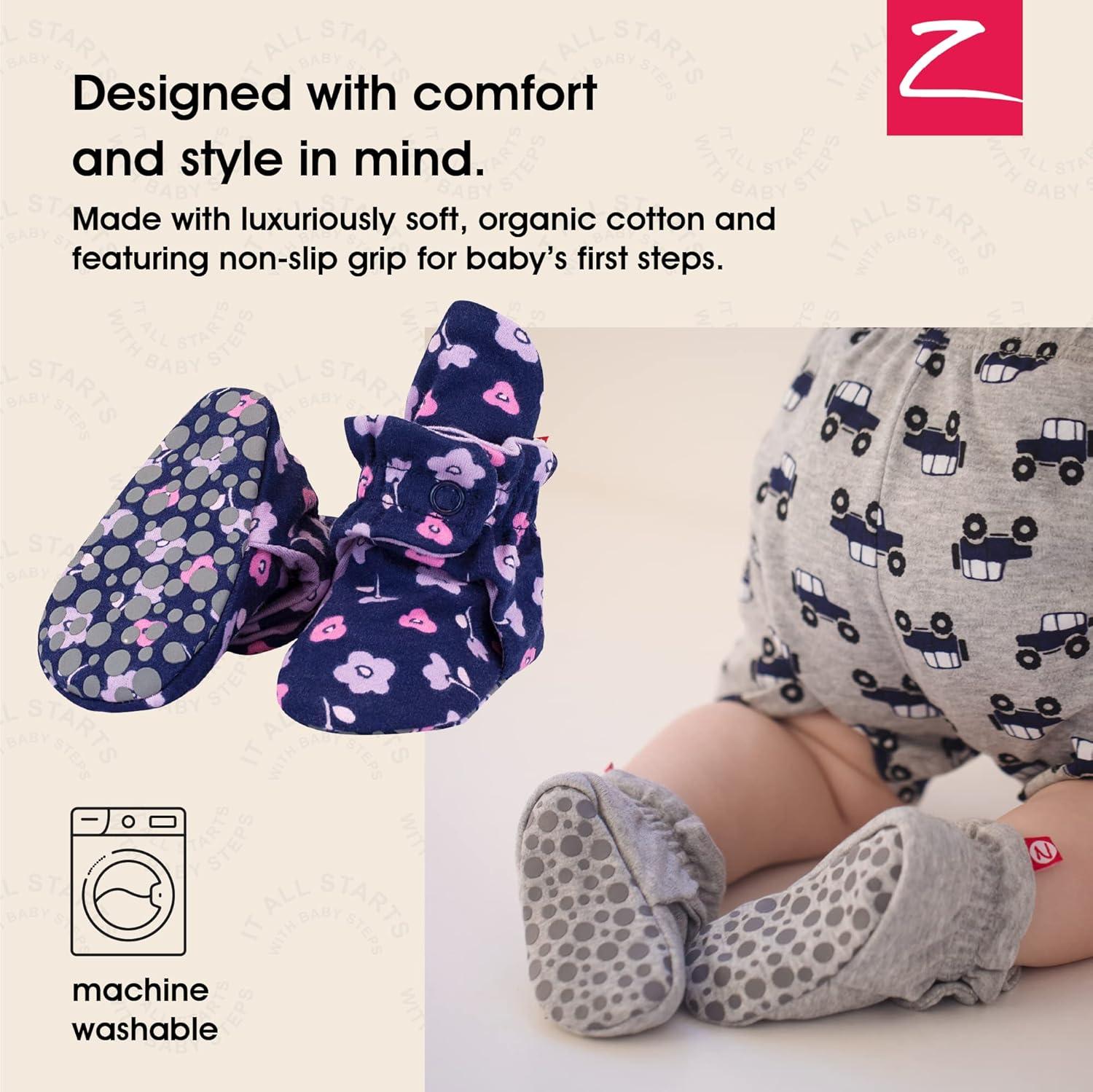 imageZutano Unisex Organic Cotton Baby Booties StayOn and NonSlip Newborn to ToddlerPrimrose