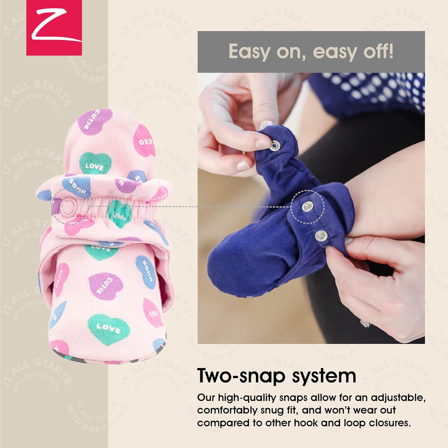 imageZutano Unisex Organic Cotton Baby Booties StayOn and NonSlip Newborn to ToddlerSweatheart