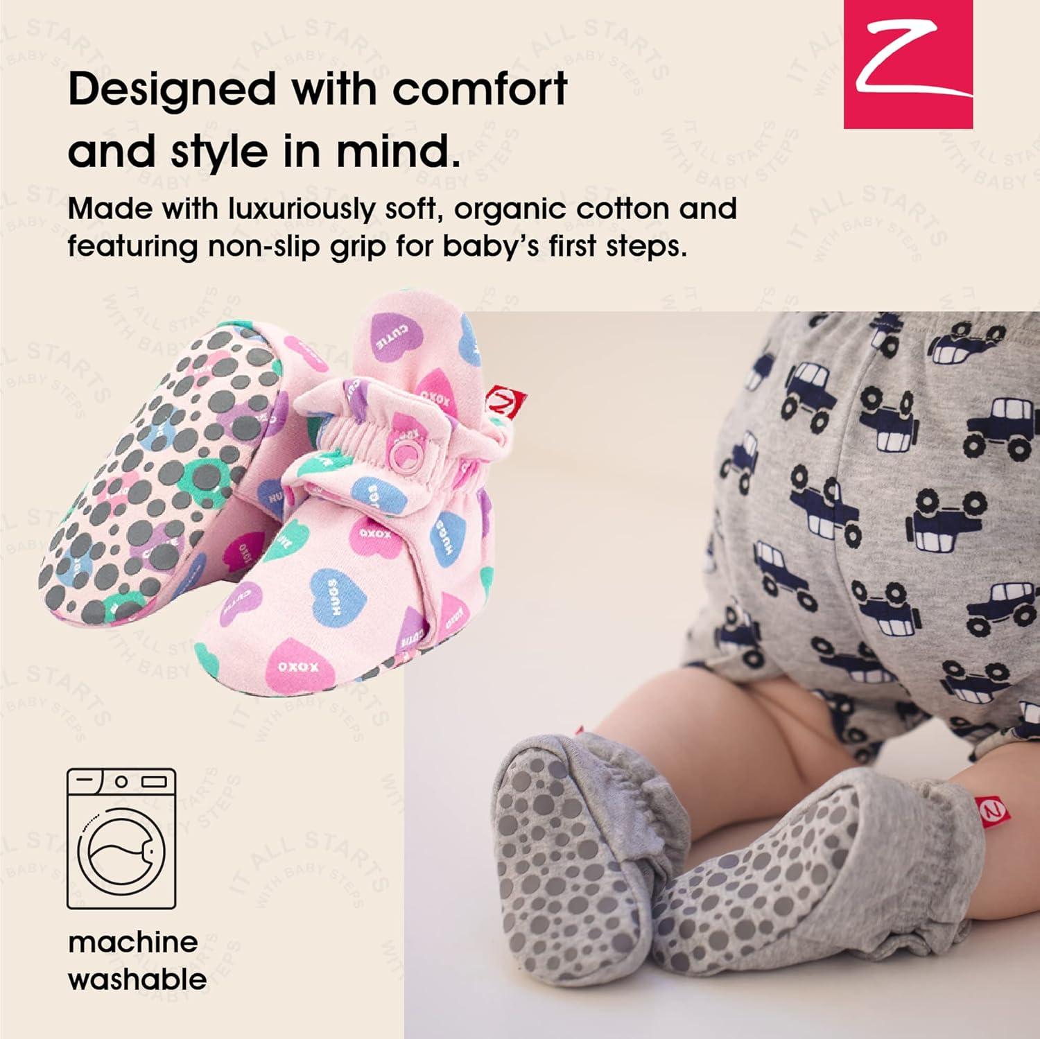 imageZutano Unisex Organic Cotton Baby Booties StayOn and NonSlip Newborn to ToddlerSweatheart