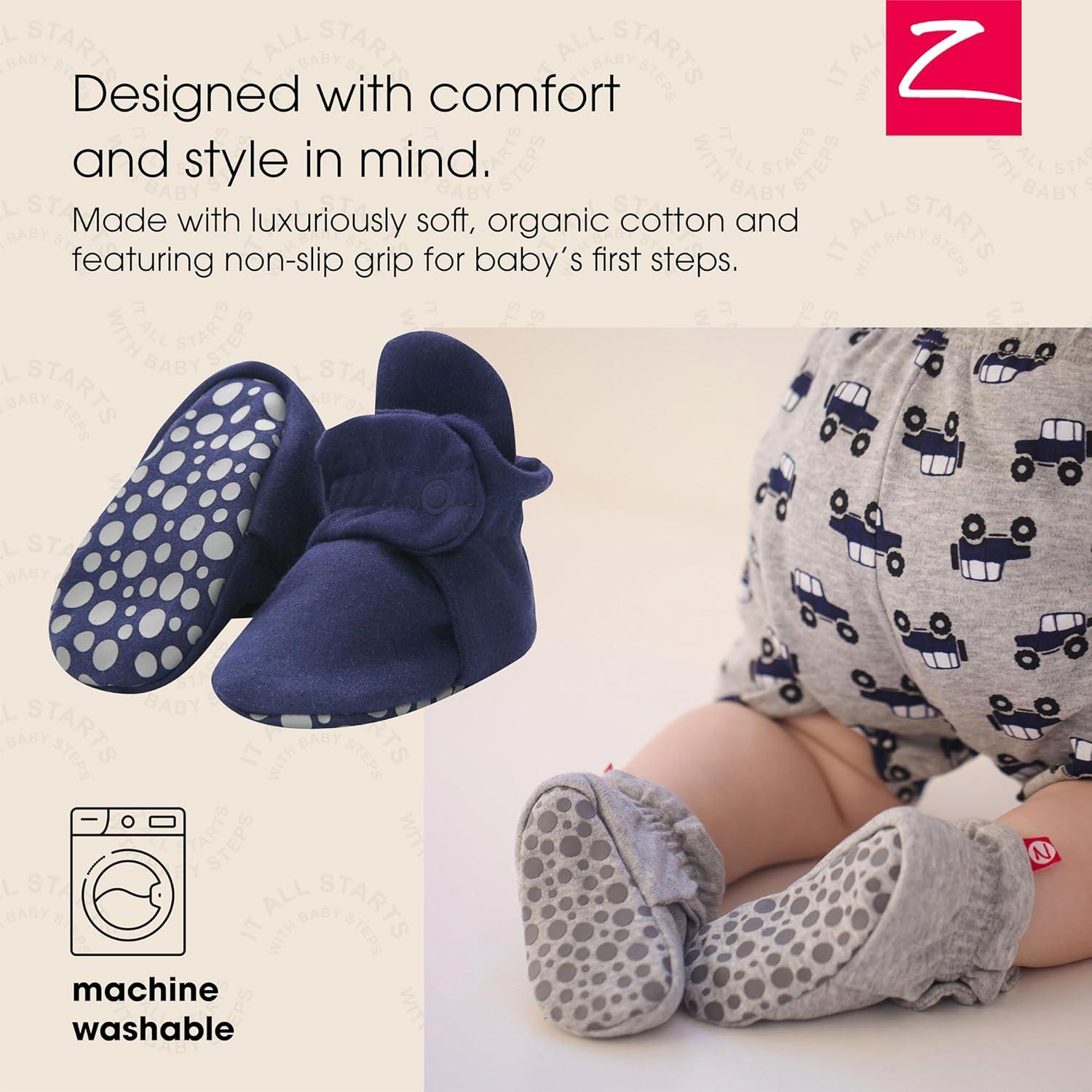 imageZutano Unisex Organic Cotton Baby Booties StayOn and NonSlip Newborn to ToddlerTrue Navy