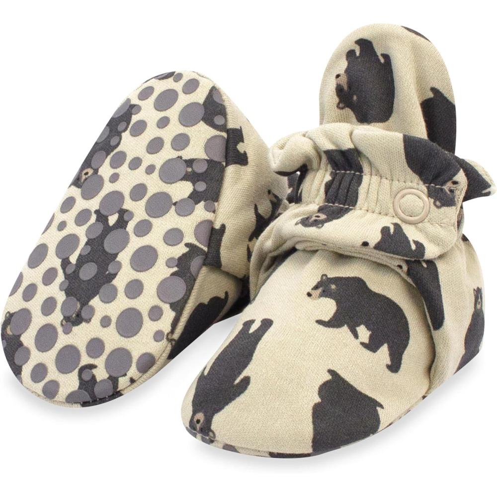 imageZutano Unisex Organic Cotton Baby Booties StayOn and NonSlip Newborn to ToddlerBlack Bear