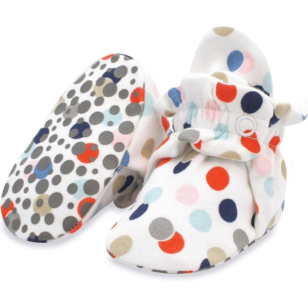 imageZutano Unisex Organic Cotton Baby Booties StayOn and NonSlip Newborn to ToddlerCircus Dots
