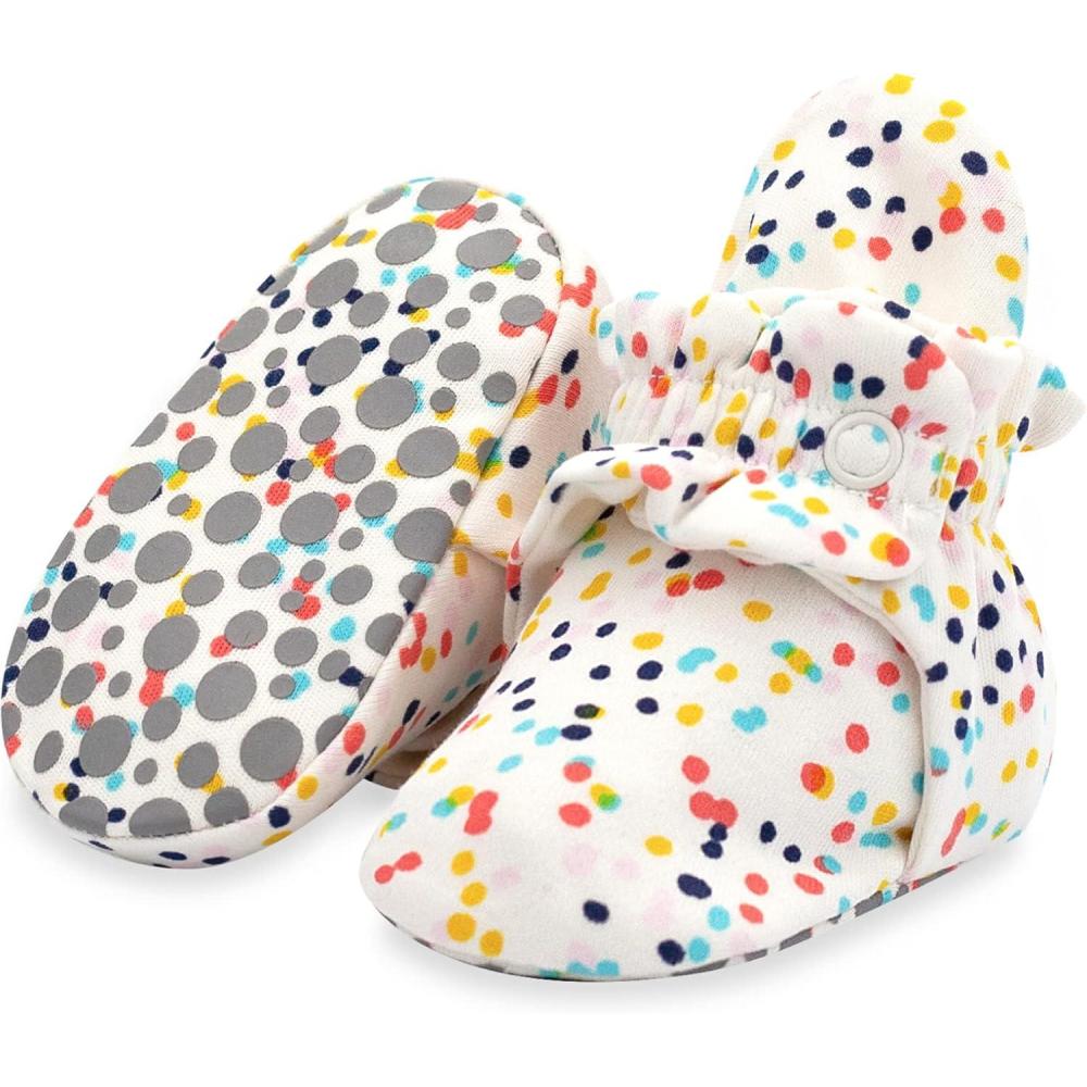 imageZutano Unisex Organic Cotton Baby Booties StayOn and NonSlip Newborn to ToddlerConfetti