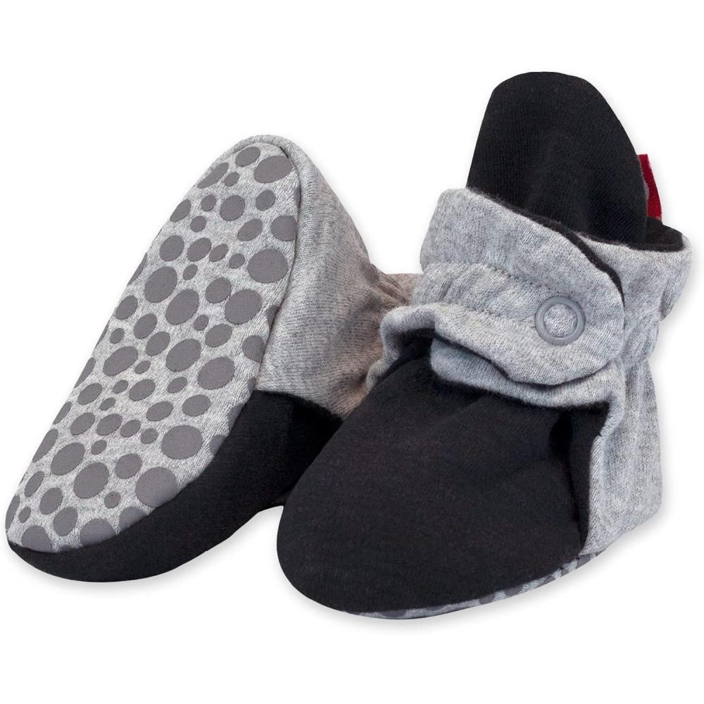 imageZutano Unisex Organic Cotton Baby Booties StayOn and NonSlip Newborn to ToddlerGray Heather Black