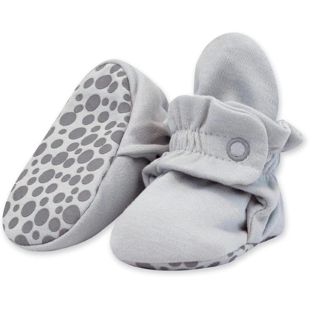 imageZutano Unisex Organic Cotton Baby Booties StayOn and NonSlip Newborn to ToddlerLight Gray Solid