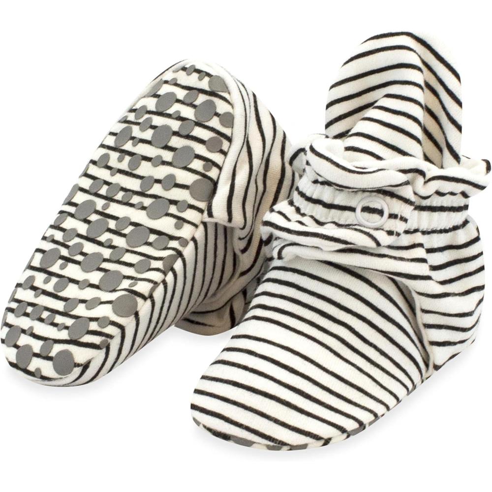 imageZutano Unisex Organic Cotton Baby Booties StayOn and NonSlip Newborn to ToddlerPencil Stripe