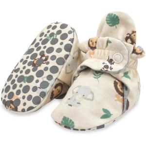Zutano Unisex Organic Cotton Baby Booties, Stay-On and Non-Slip, Newborn to Toddler(Baby Jungle Animals)