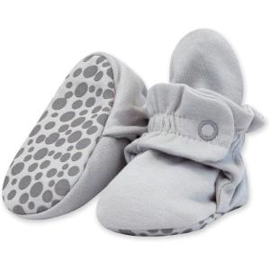 Zutano Unisex Organic Cotton Baby Booties, Stay-On and Non-Slip, Newborn to Toddler(Light Gray Solid)