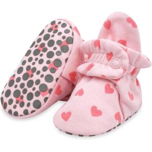 Zutano Unisex Organic Cotton Baby Booties, Stay-On and Non-Slip, Newborn to Toddler(Simply Hearts)