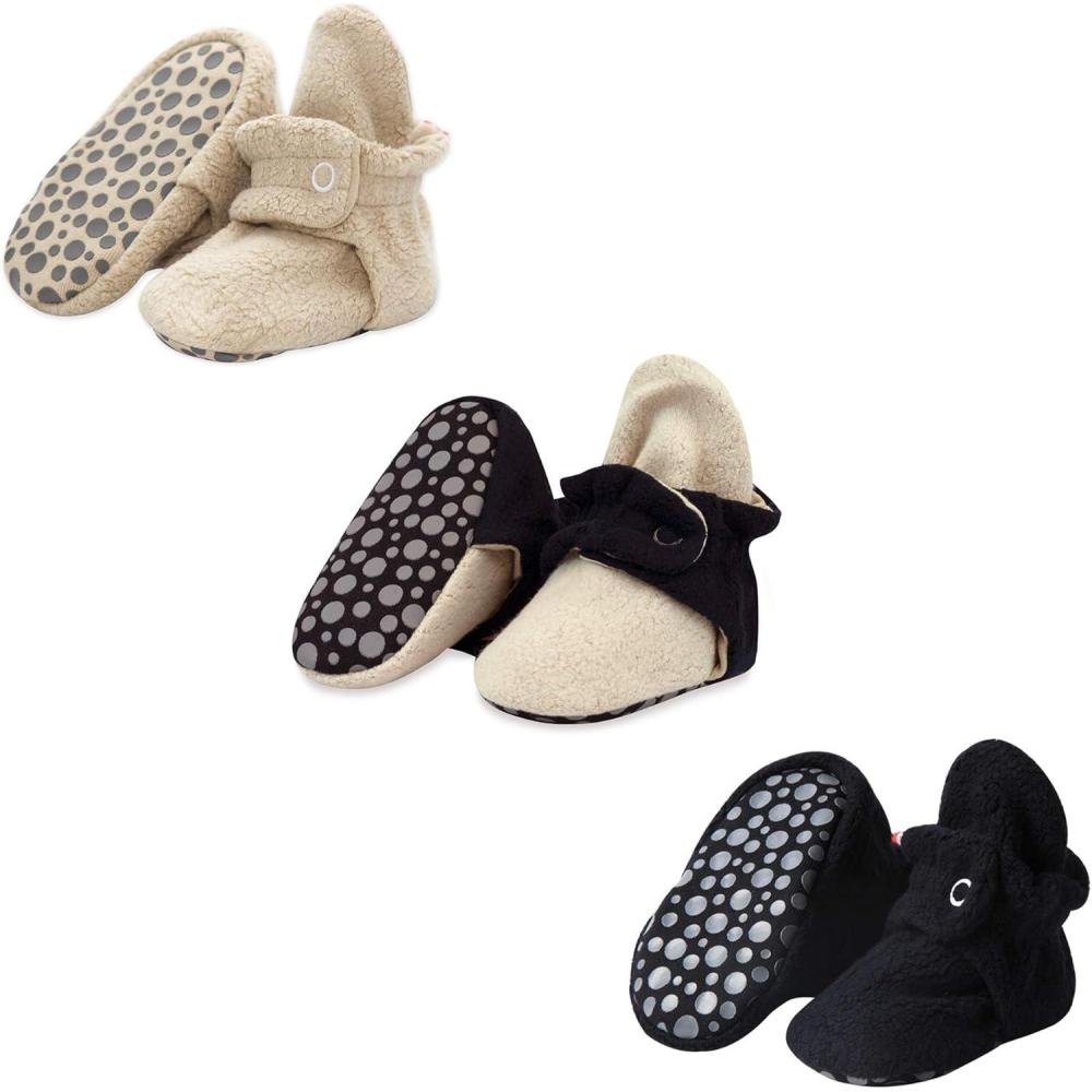 imageZutano Cozie Fleece Baby Booties with Grippers StayOn Baby Shoes Bundle 12M