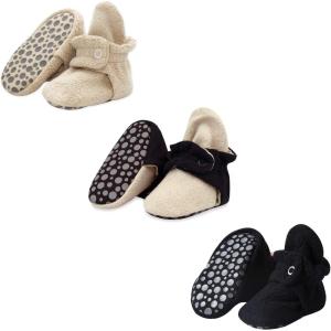 Zutano Cozie Fleece Baby Booties with Grippers, Stay-On Baby Shoes, Bundle, 12M