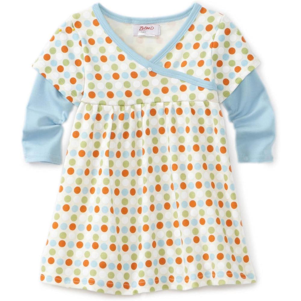imageZutano Baby Girls Sunset Dots Organic Long Sleeve Wrap DressOrange