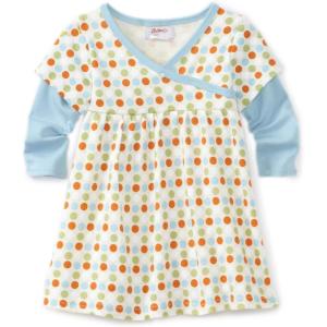 Zutano Baby Girls’ Sunset Dots Organic Long Sleeve Wrap Dress(Orange)