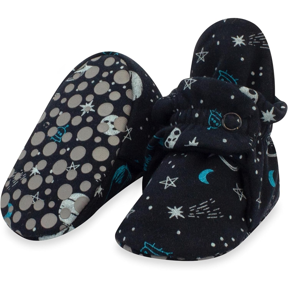 image:imageZutano Unisex Organic Cotton Baby Booties StayOn and NonSlip Newborn to ToddlerOuter Space Jam