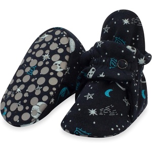 Zutano Unisex Organic Cotton Baby Booties, Stay-On and Non-Slip, Newborn to Toddler(Outer Space Jam)