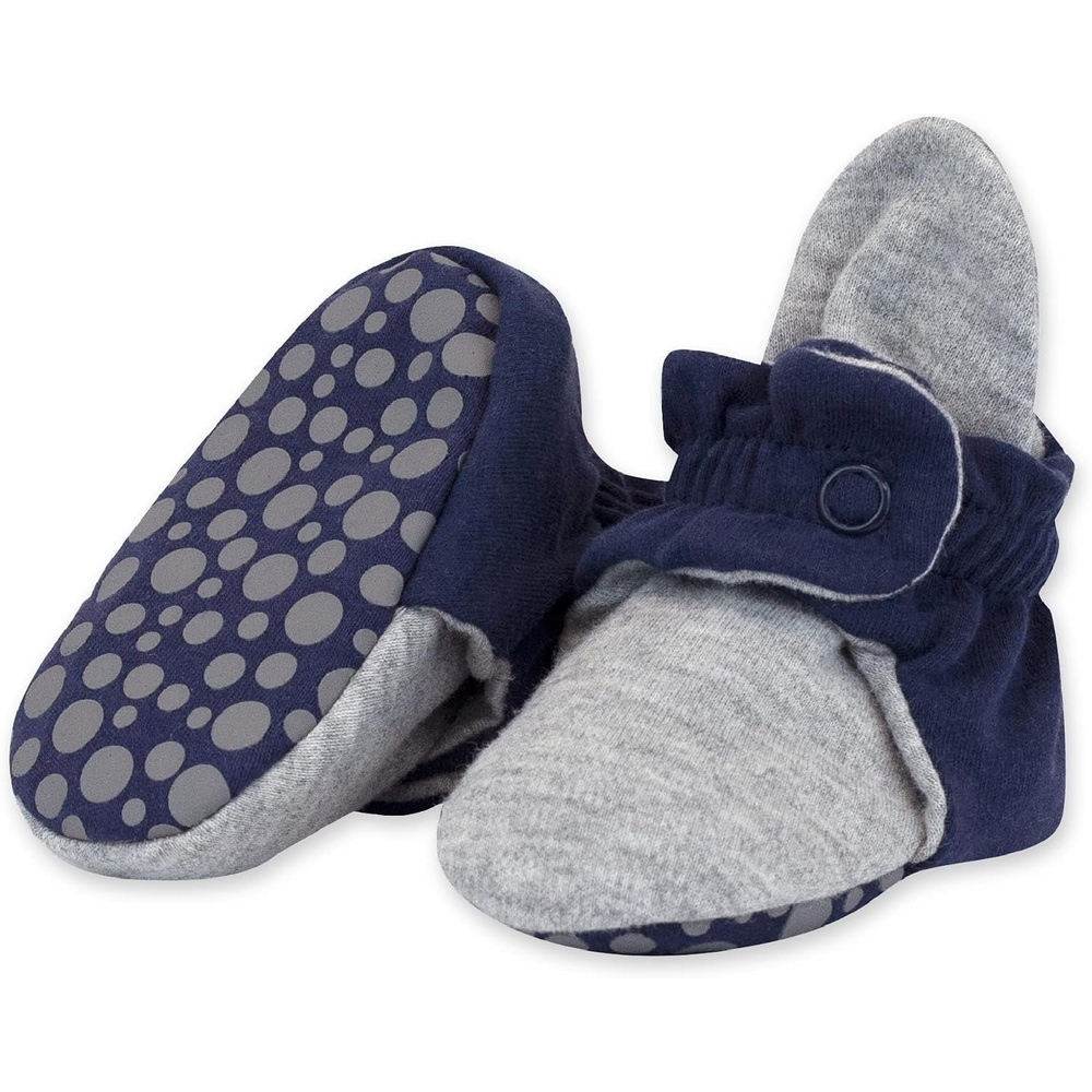 image:imageZutano Unisex Organic Cotton Baby Booties With Gripper Soles True NavyGray Heather 18M